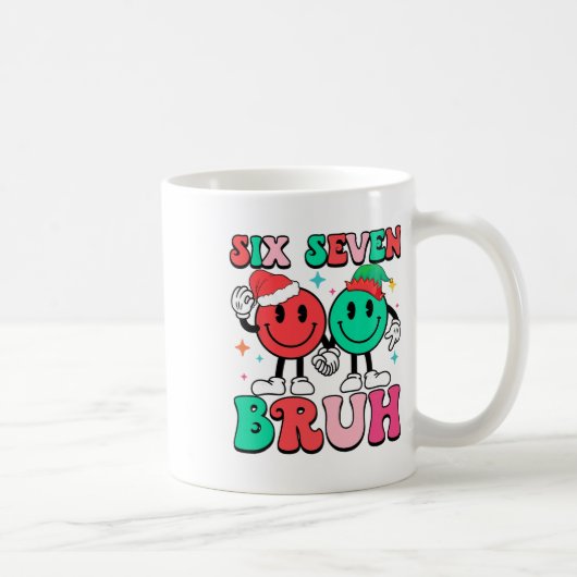 6 7 Meme Zes Zeven Kerstmis Grappig 67 Kerst Jonge Koffiemok (Rechts)