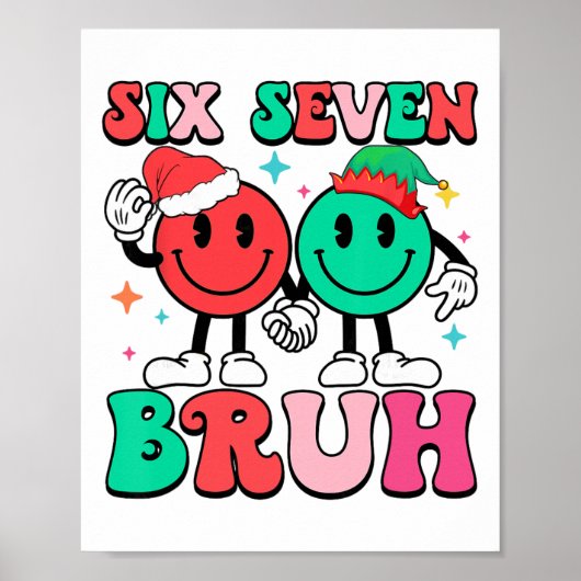6 7 Meme Zes Zeven Kerstmis Grappig 67 Kerst Jonge Poster (Voorkant)