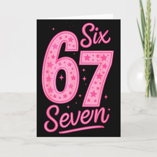 6 7 Nummer 67 Roze Zes Zeven Meme Bargoens Dames M Kaart (Voorkant)