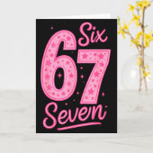 6 7 Nummer 67 Roze Zes Zeven Meme Bargoens Dames M Kaart (Gele Bloem)