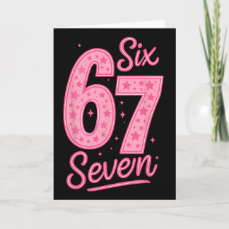 6 7 Nummer 67 Roze Zes Zeven Meme Slang Dames Meis Kaart
