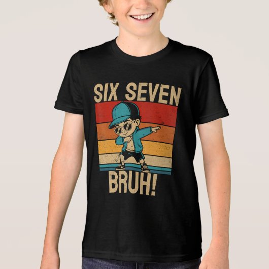 6 7 Nummers Dabbing Zes Zeven Bruh Tri-Blend Shirt (Voorkant)