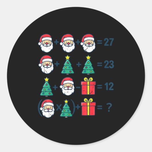 6 7 Order Operation Christmas Math Professor Costu Ronde Sticker (Voorkant)