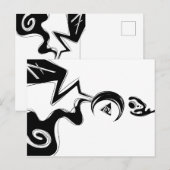 6 7 planeet zwart wit kunst briefkaart (Voorkant / Achterkant)