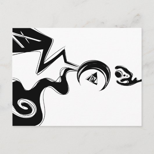 6 7 planeet zwart wit kunst briefkaart (Voorkant)