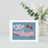 6 7 Poodle in Pink Classic Car flying in sky card Briefkaart (Staand voorkant)
