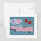 6 7 Poodle in Pink Classic Car flying in sky card Briefkaart (Voorkant / Achterkant)