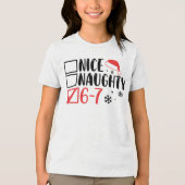 “6 7” Santa Christmas Checklist: Tri-Blend Shirt (Voorkant)