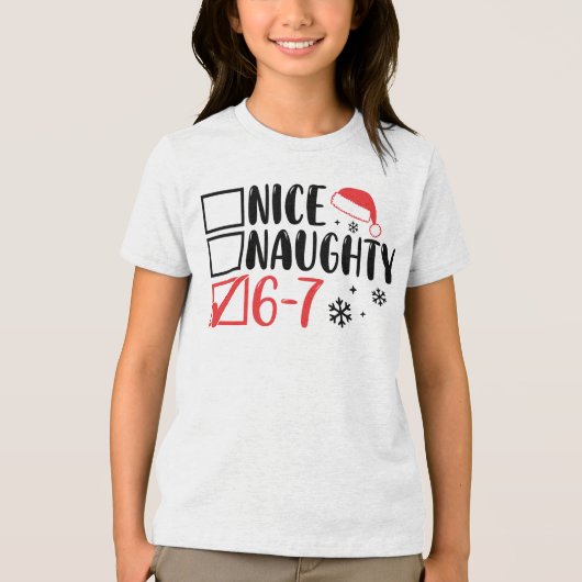 “6 7” Santa Christmas Checklist: Tri-Blend Shirt (Voorkant)