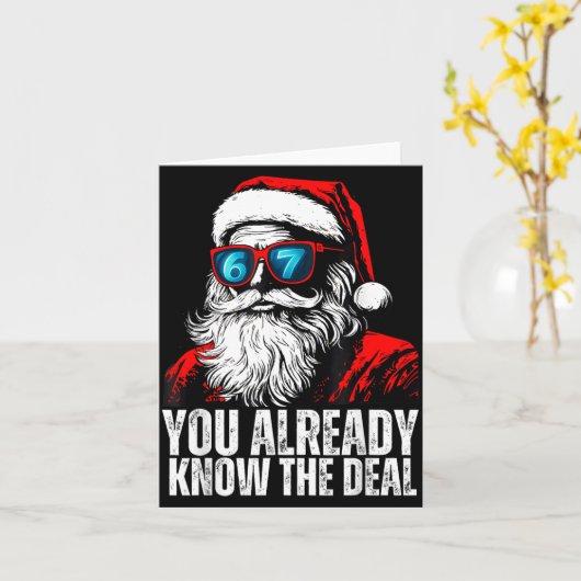 6 7 Santa Face Six Seven Meme Funny 67 Christmas F Kaart (Gele Bloem)