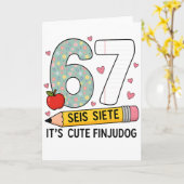 6 7 Seis Siete Cute Teacher Bilingual Classroom Kaart (Gele Bloem)
