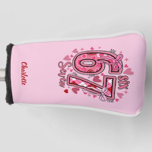 6 7 si Seven Meme Trend Meisjes Roze Golfheadcover (Voorkant)