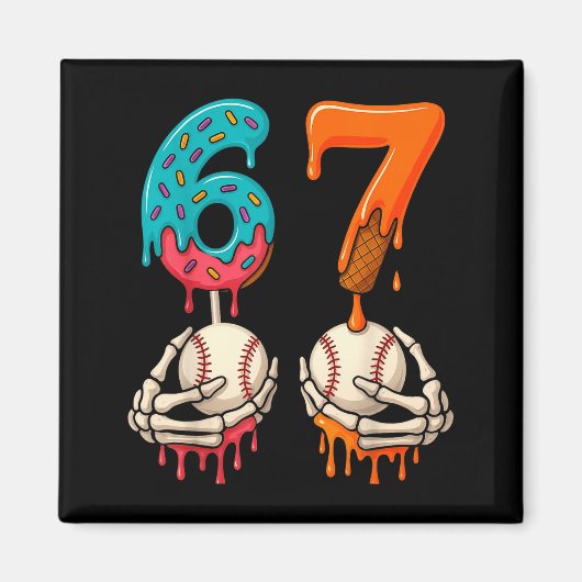 6 7 Six Seven Baseball Meme Gen Z Alpha Slang Boys Magneet (Voorkant)