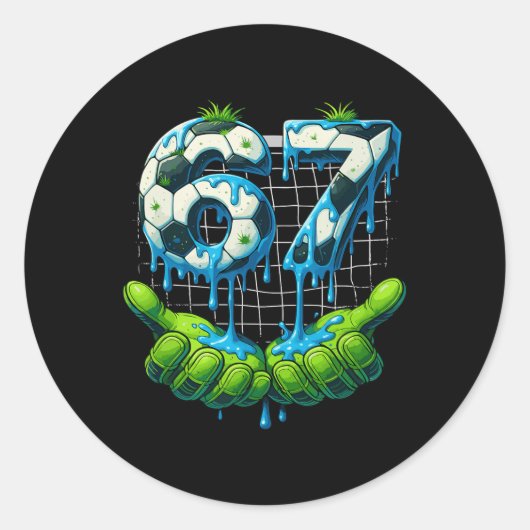 6 7 Six Seven Drup Grappig Gen Alpha Meme Voetbal  Ronde Sticker (Voorkant)
