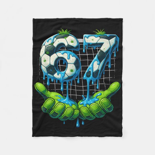6 7 Six Seven Drup Grappige Gen Alpha Meme Voetbal Fleece Deken (Voorkant)