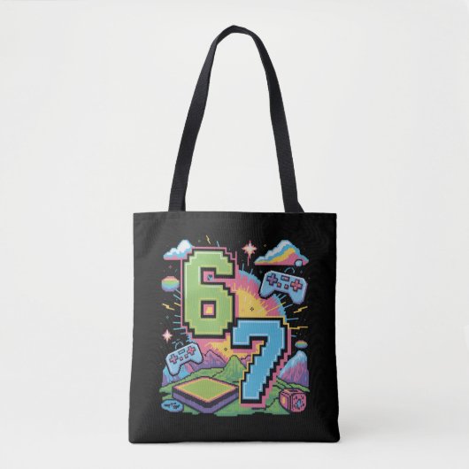 6 7 Six Seven Gaming Gen Z Alpha Meme Slang Tote Bag (Voorkant)