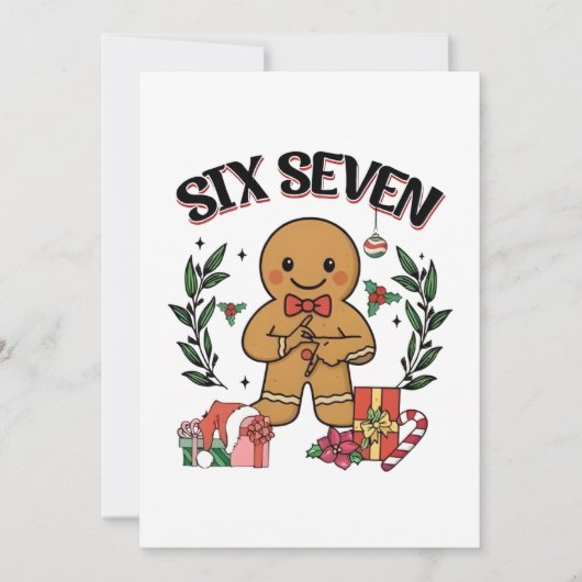 6 7 Six Seven Hand Gen Z Alpha Gingerbread Meme Feestdagenkaart (Voorkant)