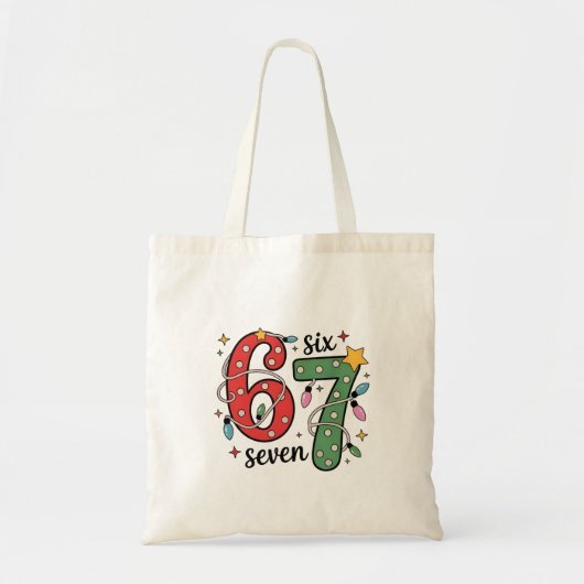 6 7 Six Seven Hand Gen Z Alpha Meme Slang Kerstmis Tote Bag (Voorkant)