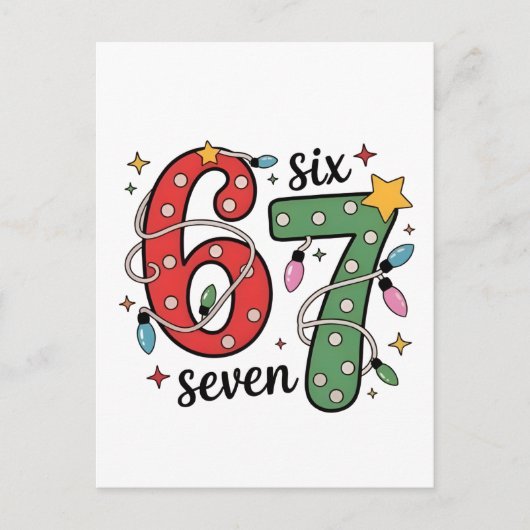 6 7 Six Seven Hand Gen Z Alpha Meme Slang Kerstmis Uitnodiging Briefkaart (Voorkant)