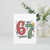 6 7 Six Seven Hand Gen Z Alpha Meme Slang Kerstmis Uitnodiging Briefkaart (Staand voorkant)