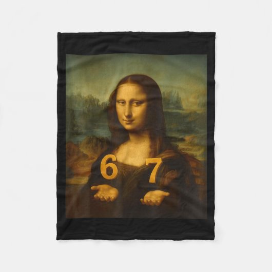 6 7 Six Seven Meme 67 Funny Mona Lisa Gen Z Alpha Fleece Deken (Voorkant)