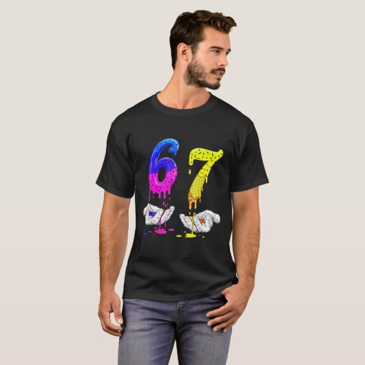 6 7 Six Seven Meme 67  T-shirt (Voorkant volledig)