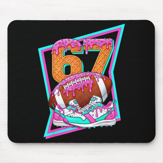 6 7 Six Seven Meme Amerikaans Voetbal Drip Nummer Muismat (Voorkant)