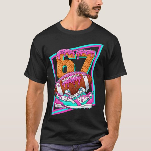 6 7 Six Seven Meme Amerikaans Voetbal Drip Nummer T-shirt (Voorkant)