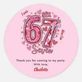 6 7 Six Seven Meme Girls 7th Birthday Party Favor Ronde Sticker