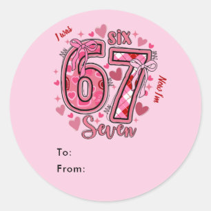 6 7 Six Seven Meme Trend Meisjes 7e Verjaardagsfee Ronde Sticker