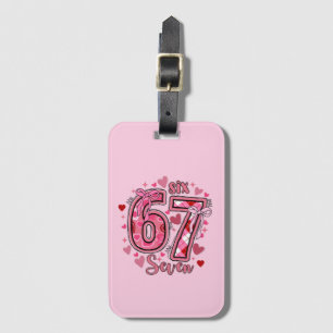 6 7 Six Seven Meme Trend Meisjes Roze Naam Bagagelabel