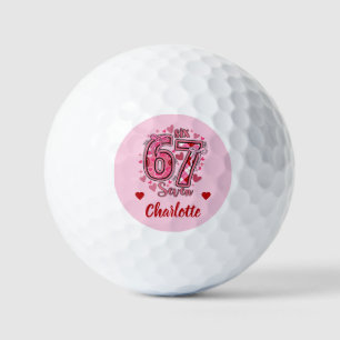 6 7 Six Seven Meme Trend Meisjes Roze Naam Golfballen