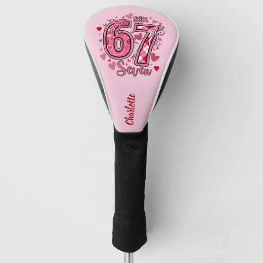 6 7 Six Seven Meme Trend Meisjes Roze Naam Golfheadcover (Voorkant)