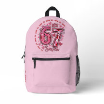6 7 Six Seven Meme Trend Meisjes Roze Rugzak