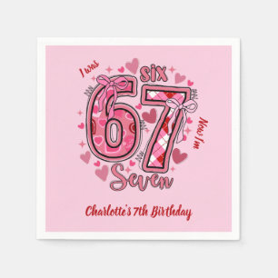 6 7 Six Seven Meme Trend Roze Meisjes 7e Verjaarda Servet