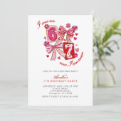 6 7 Six Seven Meme Viral 7TH Girl Birthday Party  Kaart (Staand voorkant)