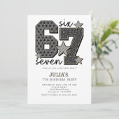 6 7 Six Seven Meme Viral Girl Any Birthday Party  Kaart (Staand voorkant)