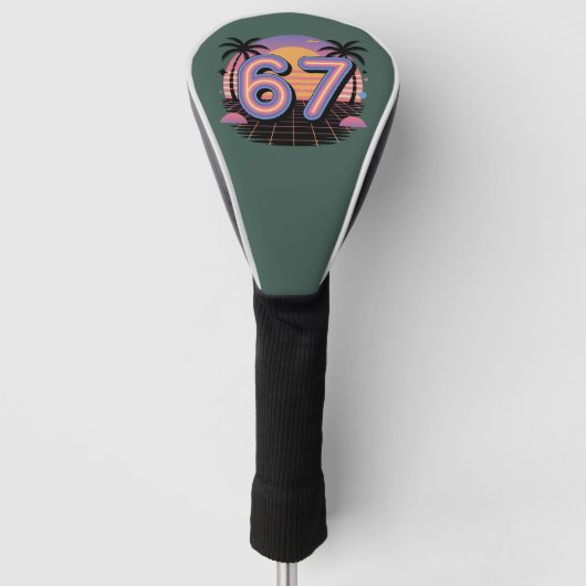 6 7 Six Seven Vaporwave Gen Z Alpha Meme Golfheadcover (Voorkant)