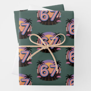 6 7 Six Seven Vaporwave Gen Z Alpha Meme Inpakpapier Vel