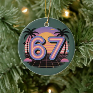6 7 Six Seven Vaporwave Gen Z Alpha Meme  Keramisch Ornament