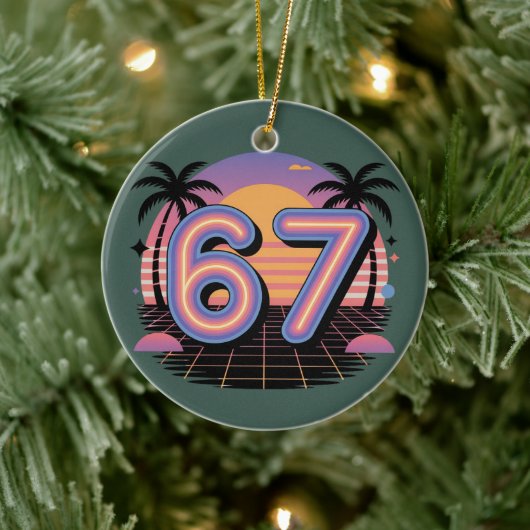 6 7 Six Seven Vaporwave Gen Z Alpha Meme  Keramisch Ornament (Boom)
