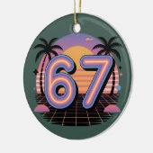 6 7 Six Seven Vaporwave Gen Z Alpha Meme  Keramisch Ornament (Links)