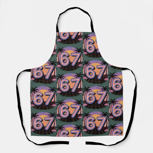 6 7 Six Seven Vaporwave Gen Z Alpha Meme Schort (Voorkant)