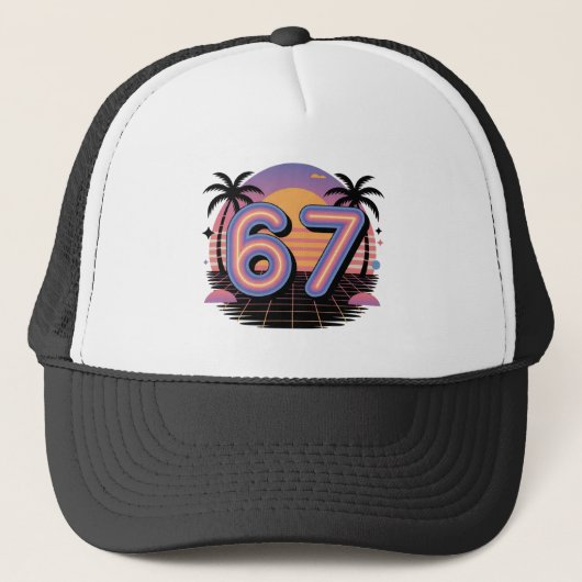 6 7 Six Seven Vaporwave Gen Z Alpha Meme  Trucker Pet (Voorkant)