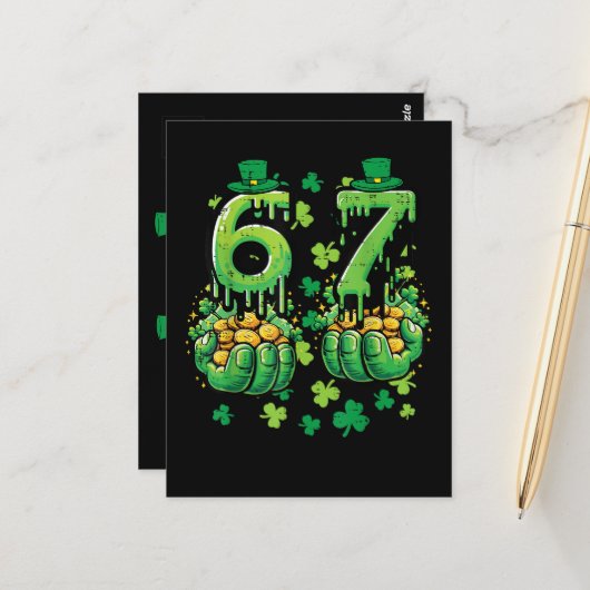 6 7 St. Patrick's Dag Briefkaart (Voorkant / Achterkant in situ)