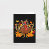 6 7 Thanksgiving Funny Leopard Bow Turkey Six Seve Kaart (Voorkant)