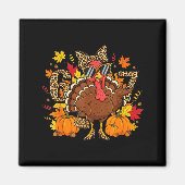 6 7 Thanksgiving Funny Leopard Bow Turkey Six Seve Magneet (Voorkant)