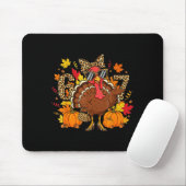 6 7 Thanksgiving Funny Leopard Bow Turkey Six Seve Muismat (Met muis)