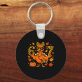 6 7 Thanksgiving Funny Leopard Bow Turkey Six Seve Sleutelhanger (Voorkant)