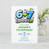 6 7 Trending Seven Birthday Party Kaart (Staand voorkant)